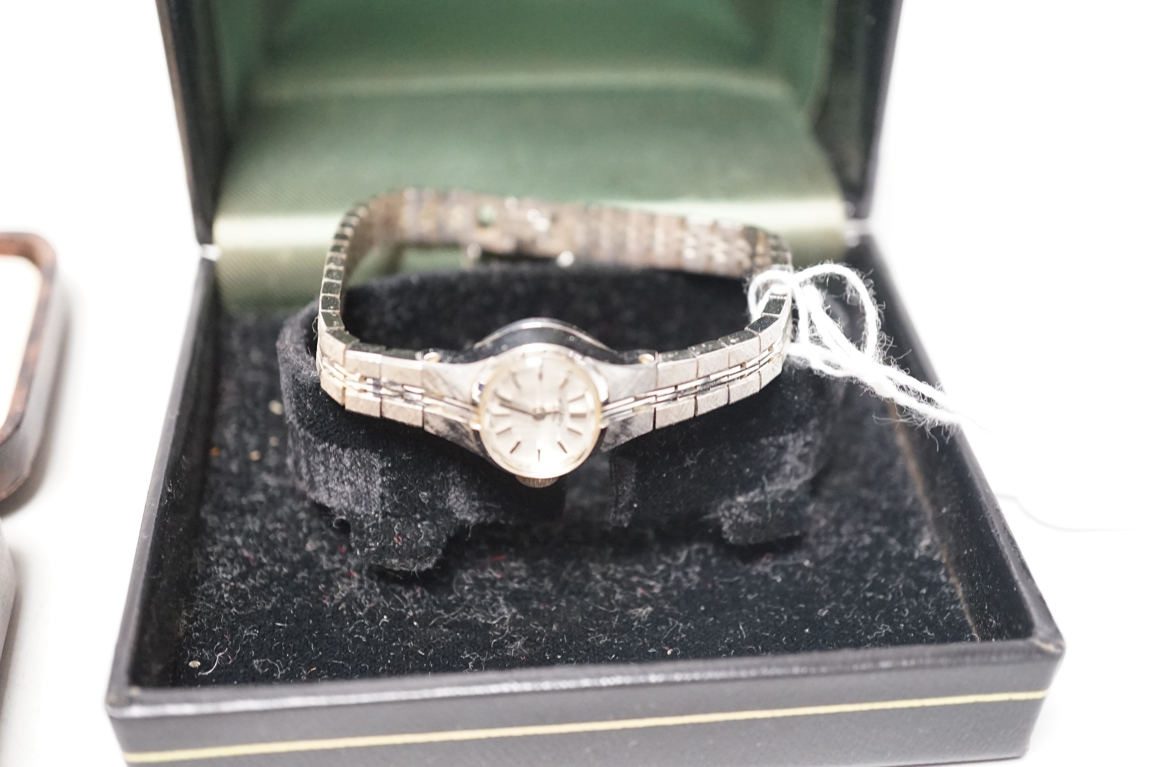 Mixed jewellery and other items including a 15ct fox head and horseshoe stick pin, a 9ct and diamond chip set stick pin, gem set yellow metal bar brooch, dress studs, lighters, lady's Rotary wrist watch, etc.